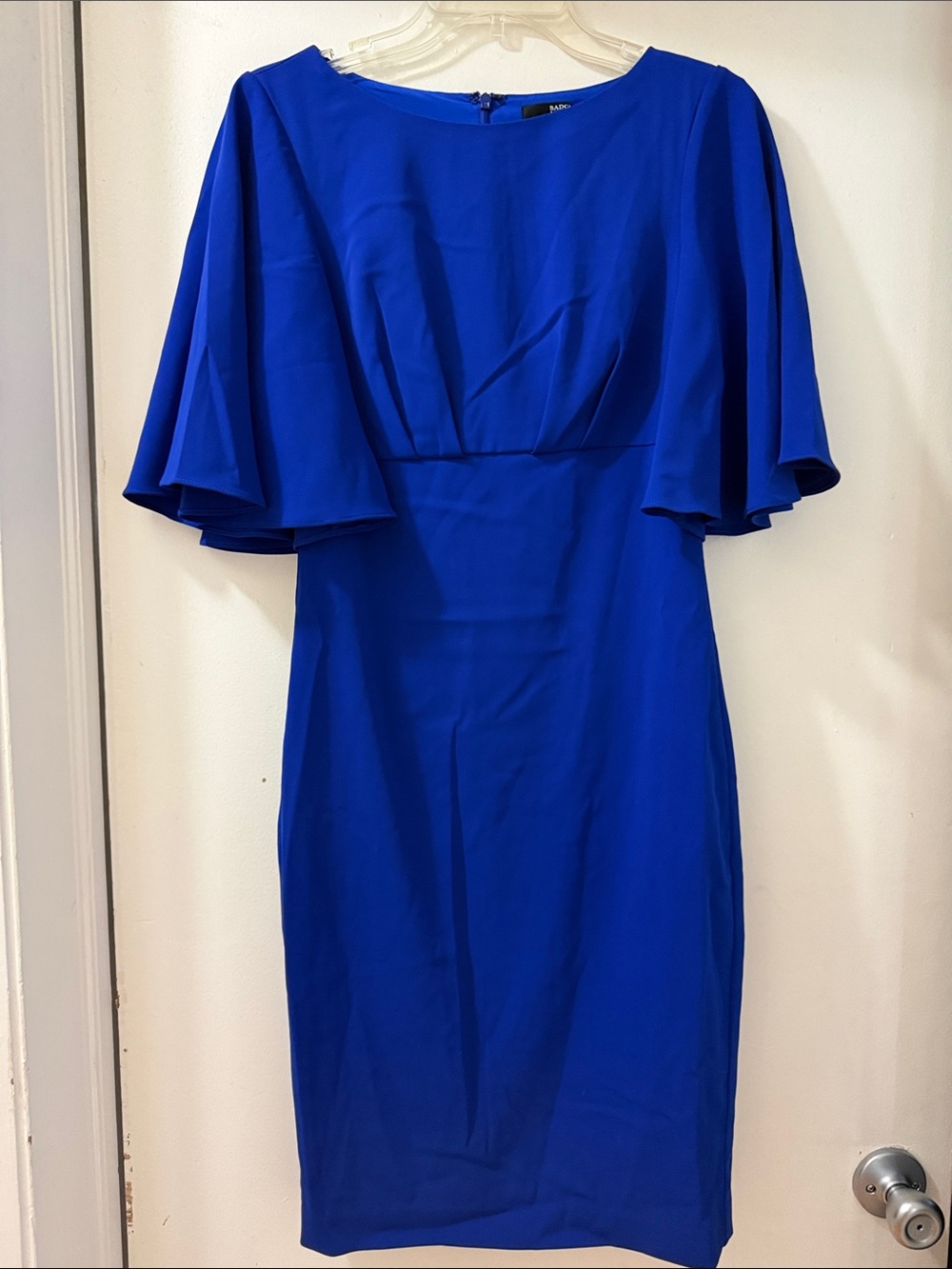🆕 Badgley Mischa Electric Blue Flutter Sleeve Sheath Dress 🆕